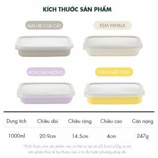 Hộp đựng thực phẩm, trữ đông inox 304 Edelkochen Edellock Collection – Màu Lavendar 1000ml