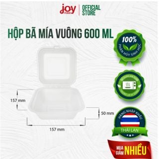 [ GIẢM 15% ++ OFF] 1 thùng hộp bã mía vuông 6 in Gracz Thái Lan 1 ngăn 600ML 500 cái