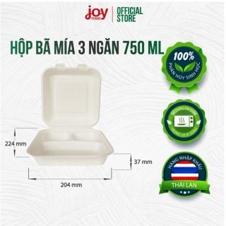 [ GIẢM 15% ++ OFF] 1 thùng hộp cơm bã mía Gracz Thái Lan 3 ngăn750ML 250 cái