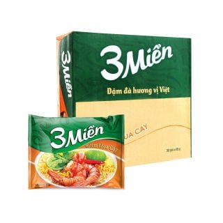 Mì Reeva 3 miền tôm chua cay, thùng 30 gói, 65g