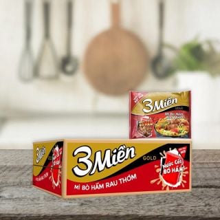 Mì Reeva 3 miền bò rau thơm, thùng 30 gói, 75g