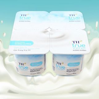 Sữa chua TH True Yogurt không đường, lốc 4 hộp, 100g
