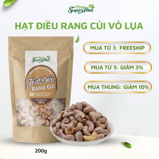 Hạt Điều Rang Củi Túi 200g (Vỏ lụa)