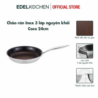 Chảo xào inox 3 lớp nguyên khối Edelkochen Coco Collection 24cm – Màu Brown