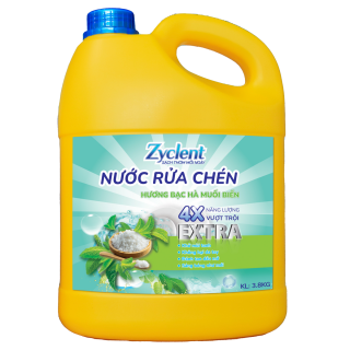 Nước rửa chén Zyclent Bạc hà, muối biển 3,8kg