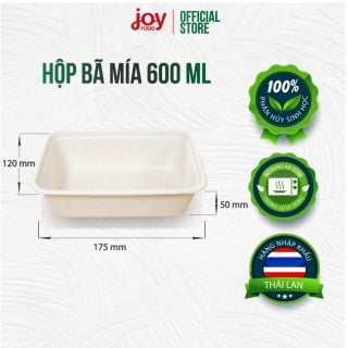 [MUA 200 CÁI GIẢM 10%] 50 hộp bã mía chữ nhật Gracz Thái Lan 600ml, gói 50 cái