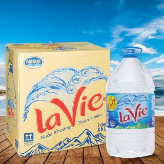Nước khoáng thiên nhiên Lavie, thùng 2 chai, 6 lít