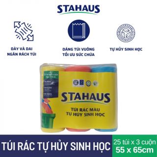 Túi rác THSH STAHAUS 55x65cm (màu xanh,hồng,vàng) (3 cuộn/1kg)