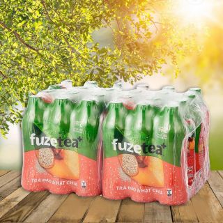 Trà Fuzetea+ vị đào hạt chia, lốc 24 chai, 350ml