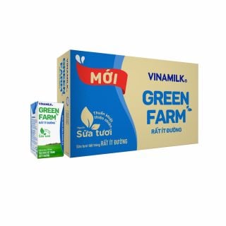 Sữa tiệt trùng Vinamilk Green Farm ít đường, thùng 48 hộp, 110ml