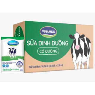 Sữa tươi tiệt trùng Vinamilk 100% có đường, thùng 48 gói, 220ml