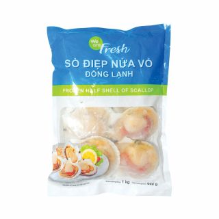 Sò điệp nửa vỏ đông lạnh 80% We Are Fresh, gói 1kg