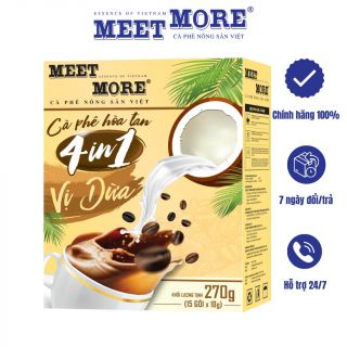 Hộp Cà Phê Hòa Tan 4 Trong 1 Vị Dừa - Meet More Coffee