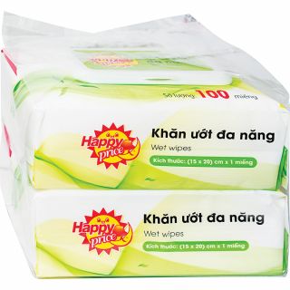 Khăn ướt Happy Price, gói 100 tờ