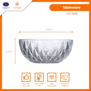 Bộ 2 tô TT Lotus Glass VTC44 Trơn 1.5 lít