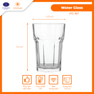 Bộ 6 ly TT Lotus Glass VTC407 Trơn 415ml