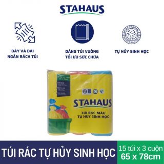 Túi rác THSH STAHAUS 65x78cm (màu xanh,hồng,vàng) (3 cuộn/1kg)