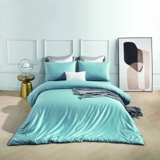 Bộ drap, áo gối và bọc mền JP Ecosilk Dobby Lowen 180x200+40cm Cameo Blue