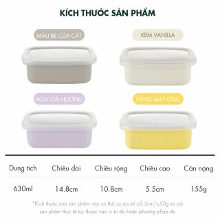 Hộp đựng thực phẩm, trữ đông inox 304 Edelkochen Edellock Collection – Màu Lavendar 630ml