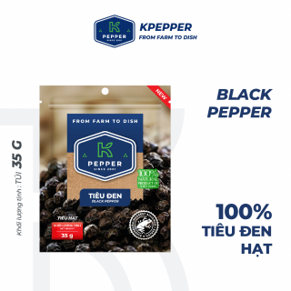 Tiêu đen nguyên hạt K- Pepper, thùng 123 gói, 35g/gói