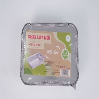 Khay giấy bạc lót nồi chiên 135x145 5 cái + nắp