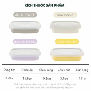 Hộp đựng thực phẩm, trữ đông inox 304 Edelkochen Edellock Collection – Màu Lavendar 450ml