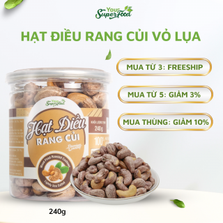 Hạt Điều Rang Củi Hũ 240g (Vỏ lụa)