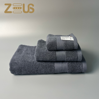 Bộ khăn 3 kích thước Zeus 100% cotton màu ghi nhạt