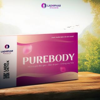 Nước uống thảo dược detox purebody Ladophar sáng da thanh lọc cơ thể, hộp 12 gói x 50ml
