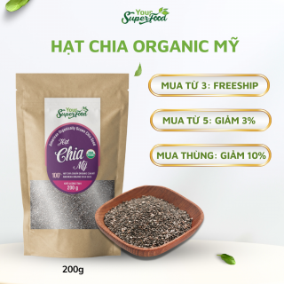 Hạt Chia Organic Mỹ Túi 200g