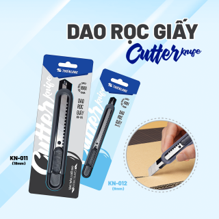 Dao rọc giấy Thiên Long - Khóa tự động thông minh - Khay đựng dao nâng cấp chắc chắn an toàn hơn KN-011 - Tặng 02 lưỡi dao