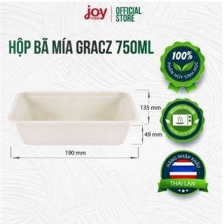 [MUA 200 CÁI GIẢM 10%] 50 hộp bã mía chữ nhật Gracz Thái Lan 750ml, gói 50 cái