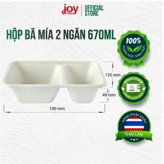 [MUA 200 CÁI GIẢM 10%] 50 khay bã mía Gracz Thái Lan 670ml, gói 50 cái