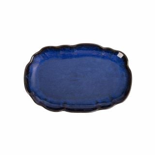 Dĩa oval hoa 30 x 20cm xanh viền nâu