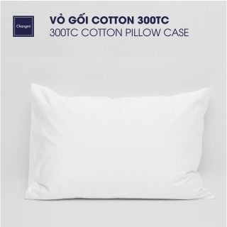 Vỏ gối nằm Cotton 300TC trắng trơn 80/20 Changmi Bedding - 60 x 90 cm.