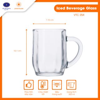 Bộ 6 ly quai TT Lotus Glass VTC254 Trơn 300ml