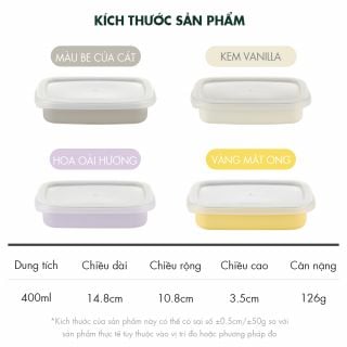 Hộp đựng thực phẩm, trữ đông inox 304 Edelkochen Edellock Collection – Màu Lavendar 400ml