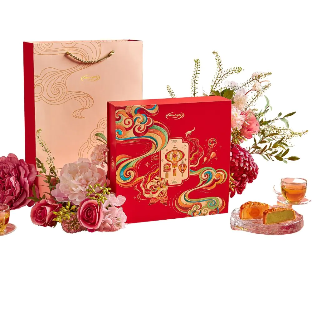 Hộp Bánh trung thu Hữu Nghị Thanh nguyệt Bình An, hộp 4 bánh, 150g