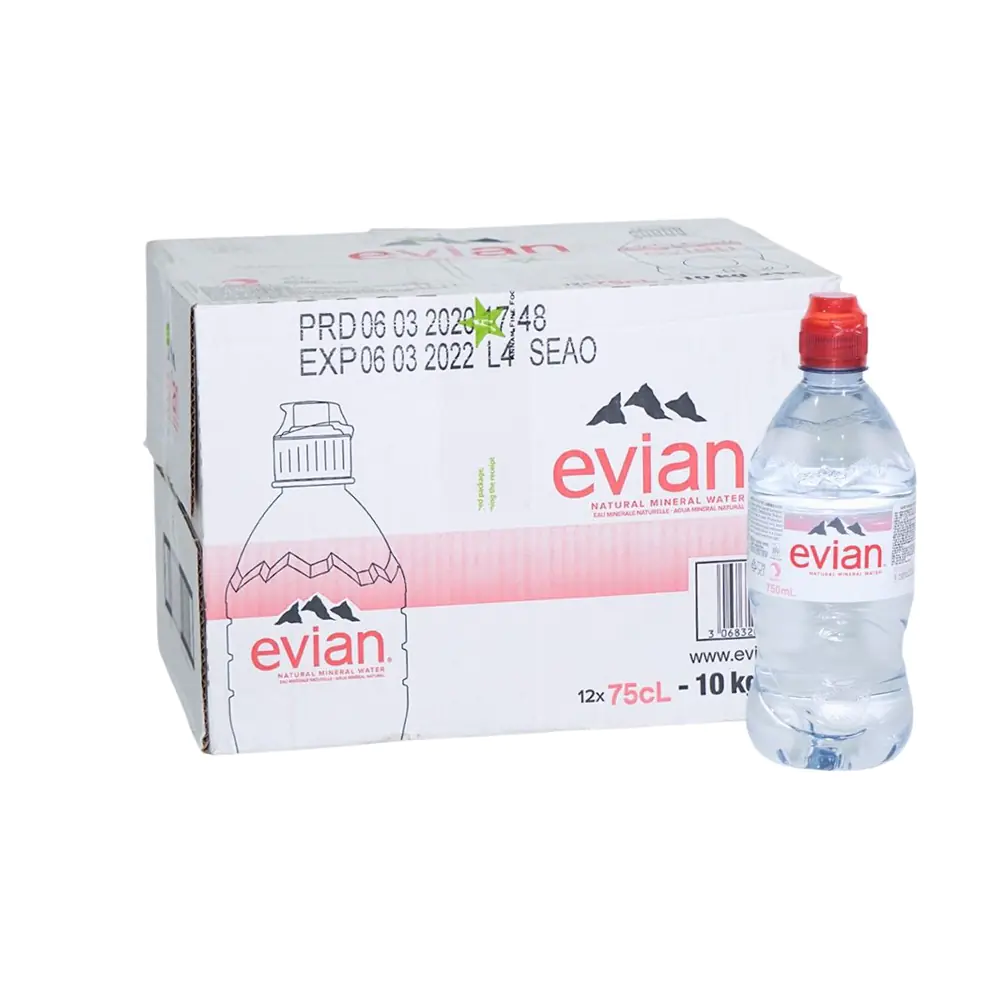 Nước khoáng Evian, thùng 12 chai, 750ml - MM Mega Market